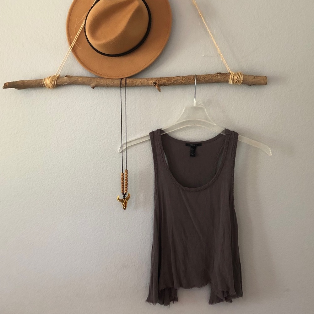 F21 Cropped Boho Racerback Top